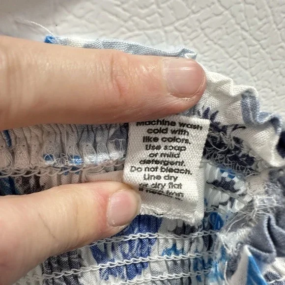 Japna Sz XS Blue White Strapless Maxi Dress Smocked Coastal Beach Resort - Picture 6 of 6